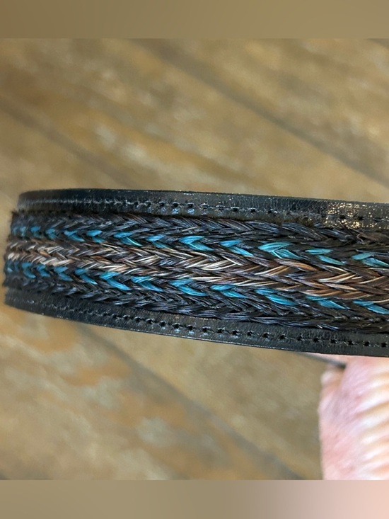 3-D Western Horsehair Inlay Belt Woven Black Leather Belt Made in USA Size 28 main image 5